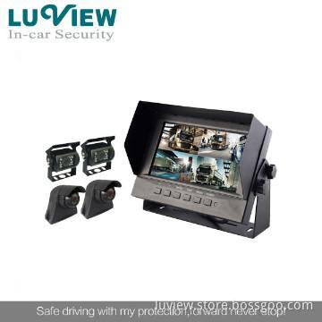2013 hot 7 inch quad monitor wired backup camera system